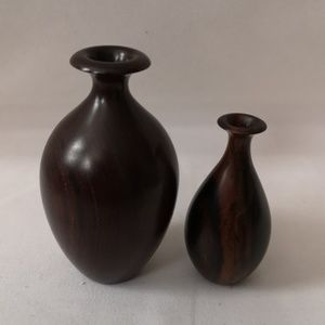 Gorgeous Set of Two Wood Turned Miniature Vases Birch by Miller Woodturning BC